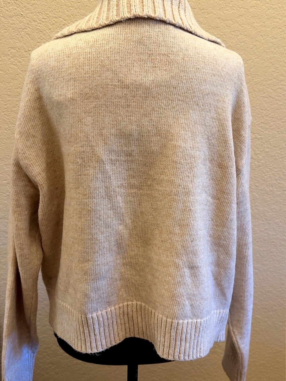 Marc New York Beige Knit Button-Front Jacket with Ribbed Collar - Picture 6 of 9